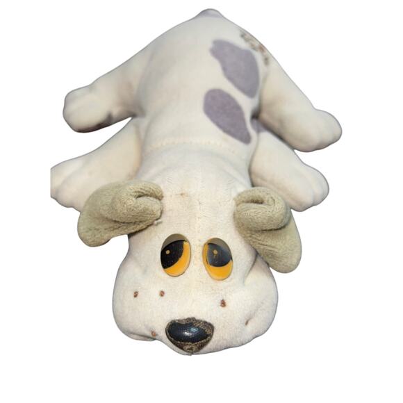Vintage Tonka Pound‎ Puppy Cream White With Grey Dots Plush Stuffed Animal - Picture 1 of 7